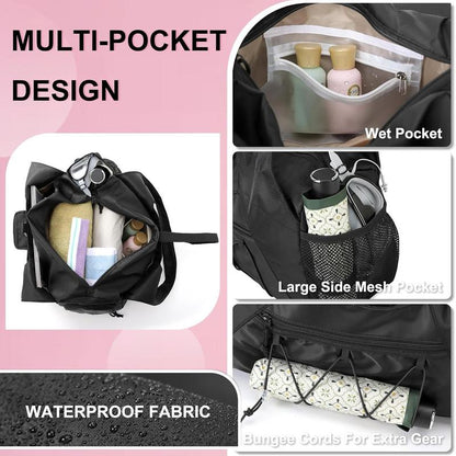 Yoga Mat Bag with Shoe Compartment & Wet Pocket, Sport Yoga Gym Bag with Yoga Strap, Travel Essentials Carryall Yoga Tote Bag, Exercise Mat