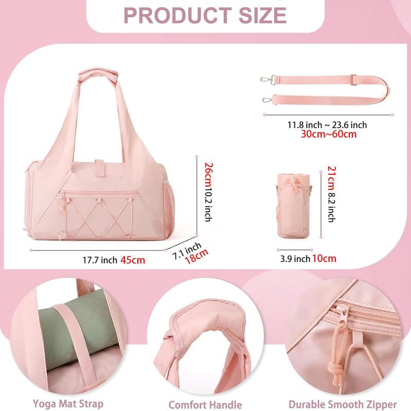 Yoga Mat Bag with Shoe Compartment & Wet Pocket, Sport Yoga Gym Bag with Yoga Strap, Travel Essentials Carryall Yoga Tote Bag, Exercise Mat